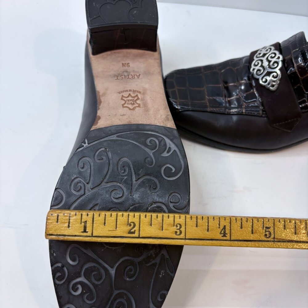 Brighton Artist Brown & Croc Laofers w/Silver Design and Low Heel 9N Retro, 90’s - Picture 10 of 10